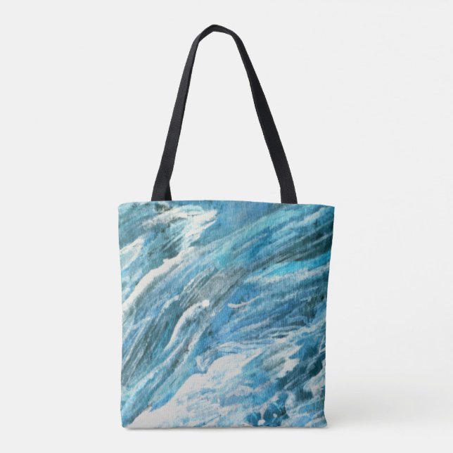 Tubulent sea watercolor abstract art tote bag (Back)