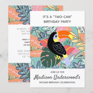 Tucan Second Birthday Jungle Topical Summer Theme Invitation