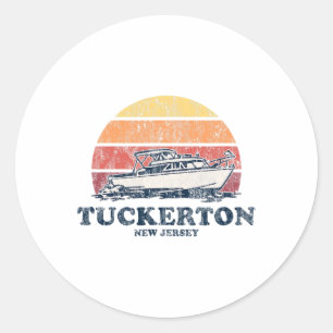 Tuckerton Nj Vintage Boating 70s Retro Boat Design Classic Round Sticker
