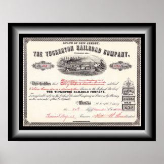 Tuckerton Railroad Company Stock Certificate 1918~ Poster