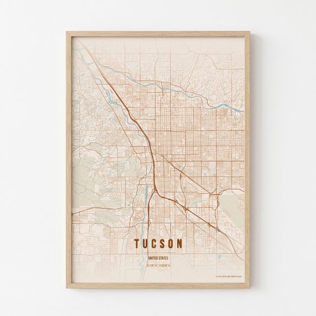 Tucsan Terracotta Map Print Poster Wallart Gift (Creator Uploaded)