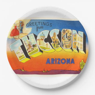 Tucson Arizona AZ Old Vintage Travel Souvenir Paper Plate