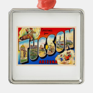 Tucson Arizona AZ Vintage Large Letter Postcard 1 Metal Tree Decoration