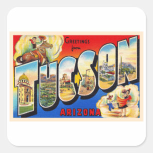 Tucson Arizona AZ Vintage Large Letter Postcard 1 Square Sticker