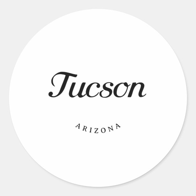Tucson Arizona Black Font Classic Round Sticker (Front)