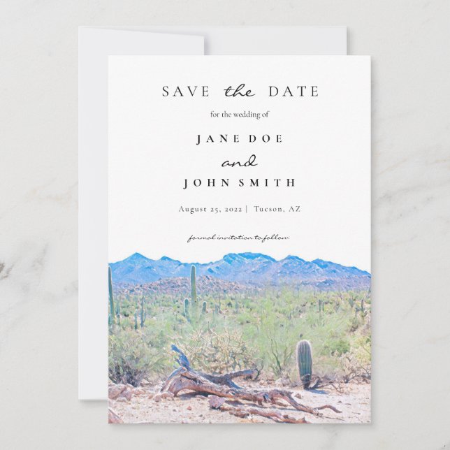 Tucson Arizona Desert Mountain  Save The Date (Front)