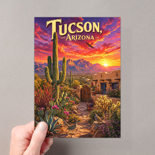 Tucson Arizona Desert Sunset Saguaro Cactus Travel Acrylic Invitations
