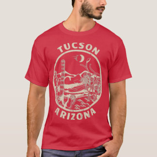 Tucson Arizona Linocut Distressed Desert Illustrat T-Shirt