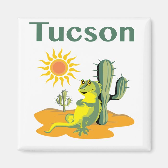 Tucson Arizona Lizard under Saguaro Magnet (Front)