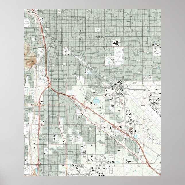 Tucson Arizona Map (1992) Poster (Front)