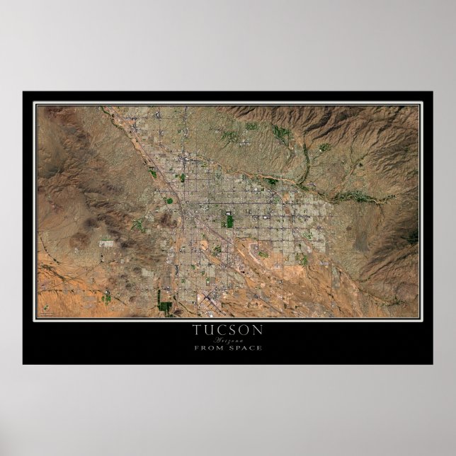 Tucson Arizona Satellite Poster Map (Front)