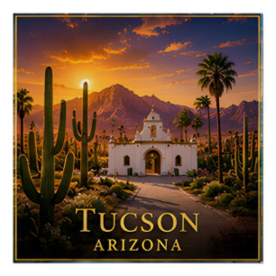Tucson Arizona Sonoran Desert & Saguaro Country 🗺 Poster