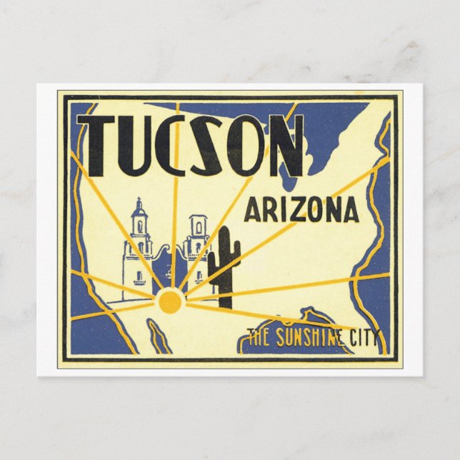 Tucson, Arizona The Sunshine City Postcard (Front)