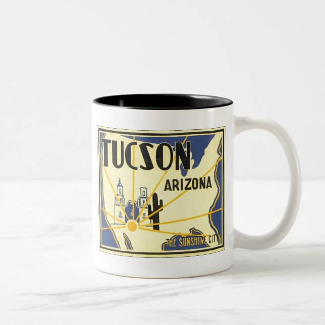 Tucson, Arizona The Sunshine City Two-Tone Coffee Mug (Right)