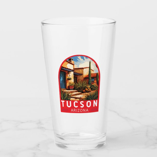 Tucson Arizona Travel Art Emblem Glass (Front)