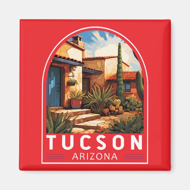 Tucson Arizona Travel Art Emblem Magnet (Front)