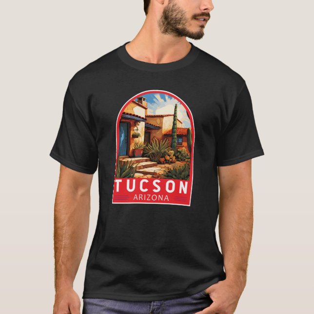 Tucson Arizona Travel Art Emblem T-Shirt (Front)