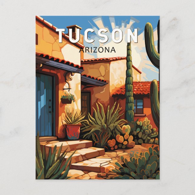 Tucson Arizona Travel Art Vintage Postcard (Front)