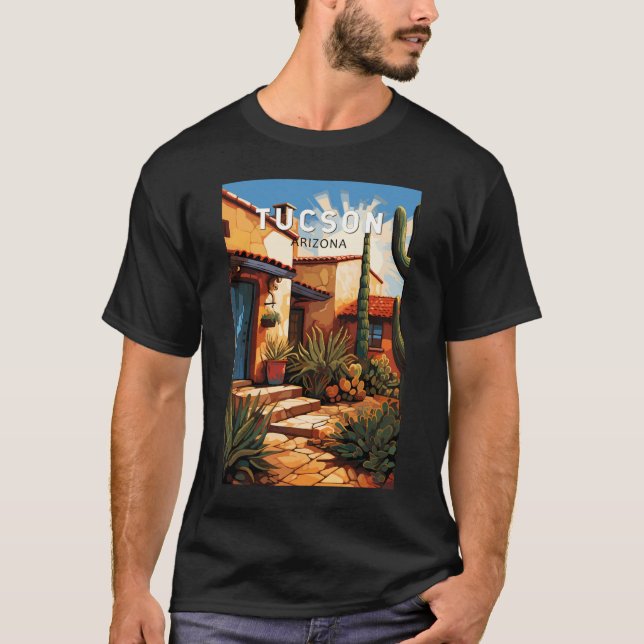 Tucson Arizona Travel Art Vintage T-Shirt (Front)