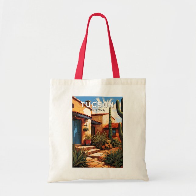 Tucson Arizona Travel Art Vintage Tote Bag (Front)