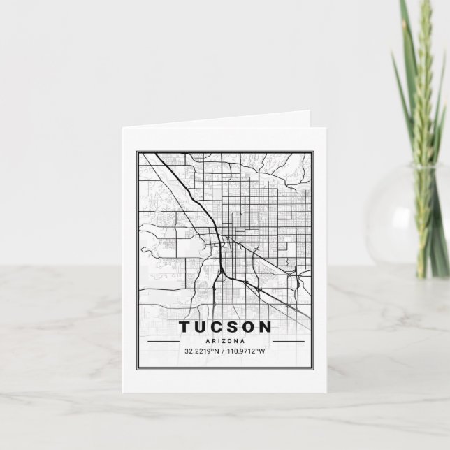Tucson Arizona USA Travel City Map Card (Front)