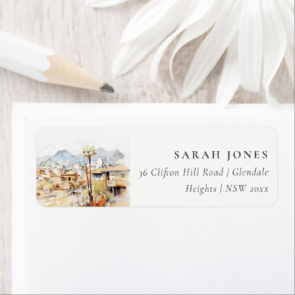 Tucson, Arizona Watercolor Landscape Address