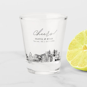 Tucson Arizona Wedding Favour Personalised Cheers Shot Glass