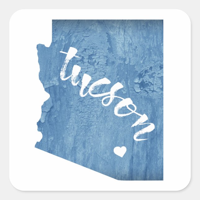 Tucson Arizona Wood Grain Square Sticker (Front)