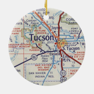 Tucson AZ Vintage Map Ceramic Tree Decoration