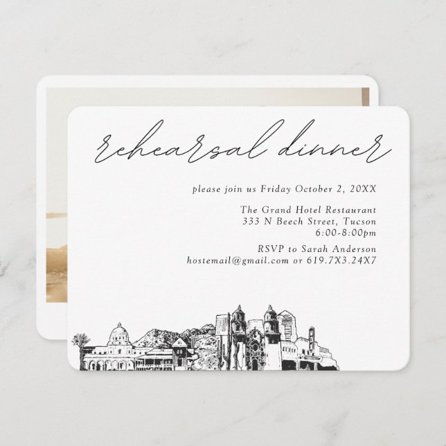 Tucson Wedding Elegant Rehearsal Dinner Enclosure Card (Front/Back)