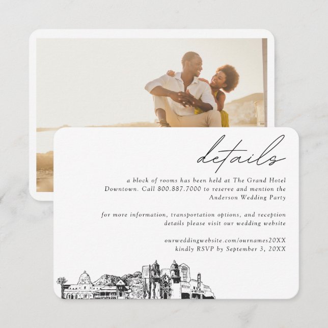 Tucson Wedding Hotel Room Block Details Enclosure Card (Front/Back)