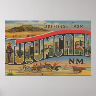 Tucumcari, New Mexico - Large Letter Scenes Poster