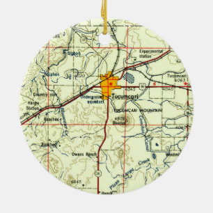Tucumcari NM Topo Map Ceramic Tree Decoration