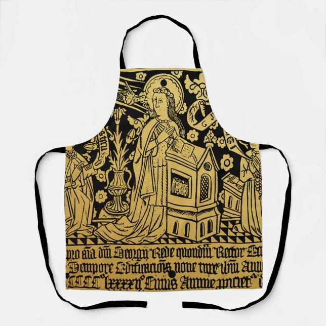 Tudor Brass Rubbing Annunciation Mary Angel Apron (Front)