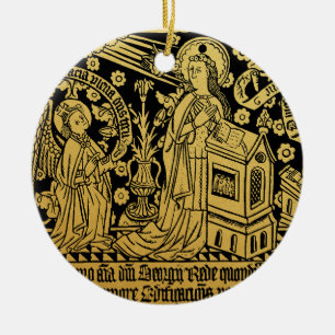Tudor Brass Rubbing Annunciation Mary Angel Ceramic Tree Decoration