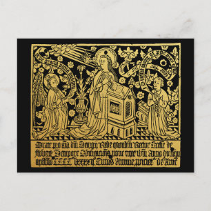 Tudor Brass Rubbing Annunciation Mary Angel Postcard