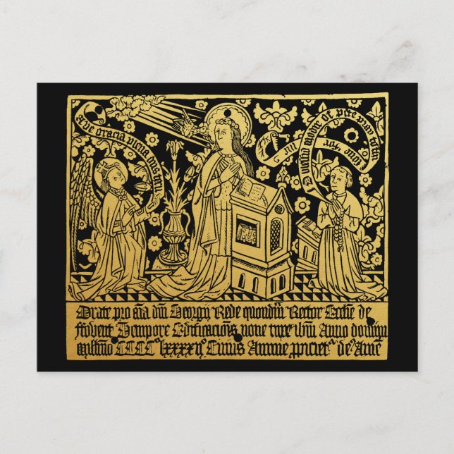 Tudor Brass Rubbing Annunciation Mary Angel Postcard (Front)