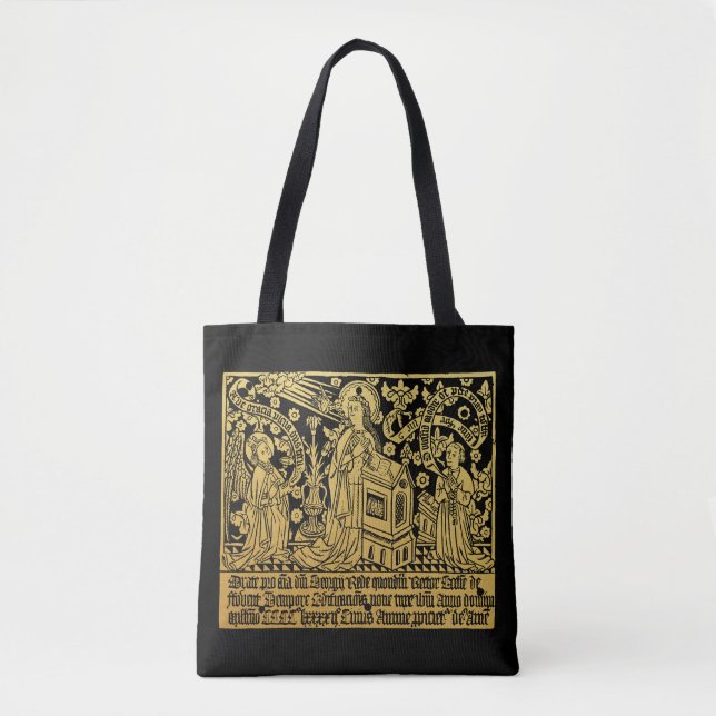 Tudor Brass Rubbing Annunciation Mary Angel Tote Bag (Front)