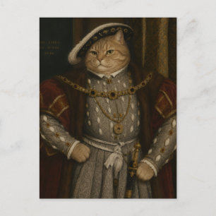 Tudor Cat King Portrait – Henry VIII Cat Renaissan Postcard
