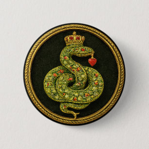 Tudor Elizabethan Serpent Design Bejewelled ruby 6 Cm Round Badge