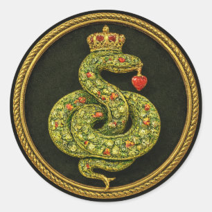 Tudor Elizabethan Serpent Design Bejewelled ruby Classic Round Sticker