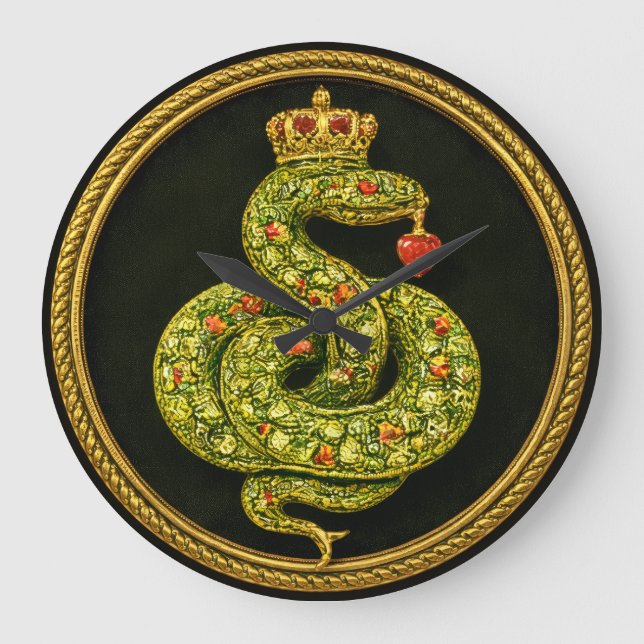 Tudor Elizabethan Serpent Design Bejewelled ruby Large Clock (Front)