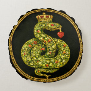 Tudor Elizabethan Serpent Design Bejewelled ruby Round Cushion