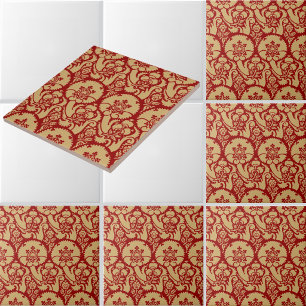 Tudor Era Floral Brocade Print Pattern Tile
