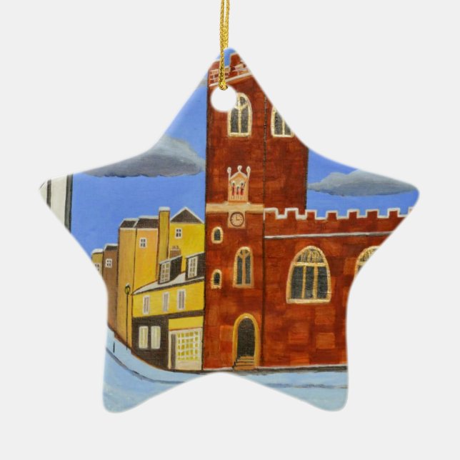 Tudor House in Exeter Ceramic Tree Decoration (Front)