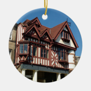Tudor oak frame building, Edinburgh, Scotland Ceramic Tree Decoration