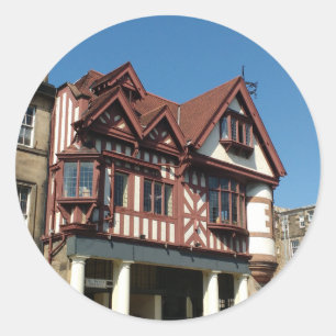 Tudor oak frame building, Edinburgh, Scotland Classic Round Sticker