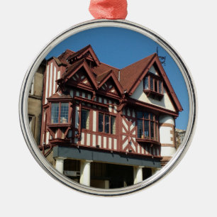 Tudor oak frame building, Edinburgh, Scotland Metal Tree Decoration