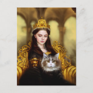 Tudor princess with her cat  postcard
