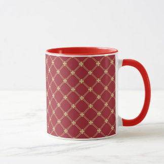 Tudor Red and Gold Criss-Cross Pattern Mug
